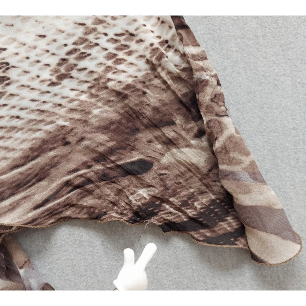 Dressbarn Animal Print Midi Dress 16 Asymmetric Hem Brown Resort Flowy Vacation